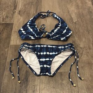 MICHAEL Michael Kors Navy and White Bikini